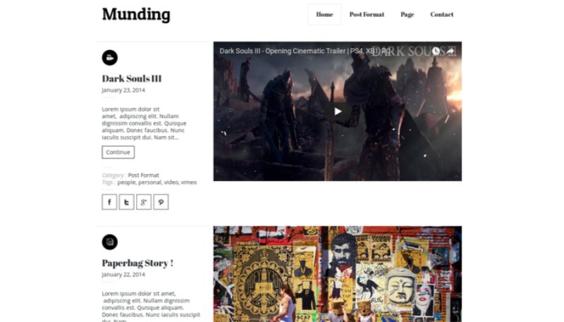 Munding WordPress minimalistisches Thema