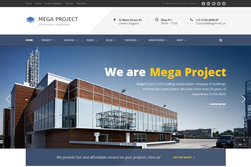 Tema WordPress Arsitektur Proyek Mega