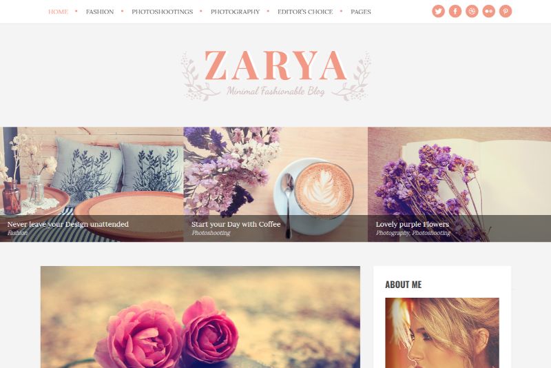 Tema WordPress Feminin Zarya