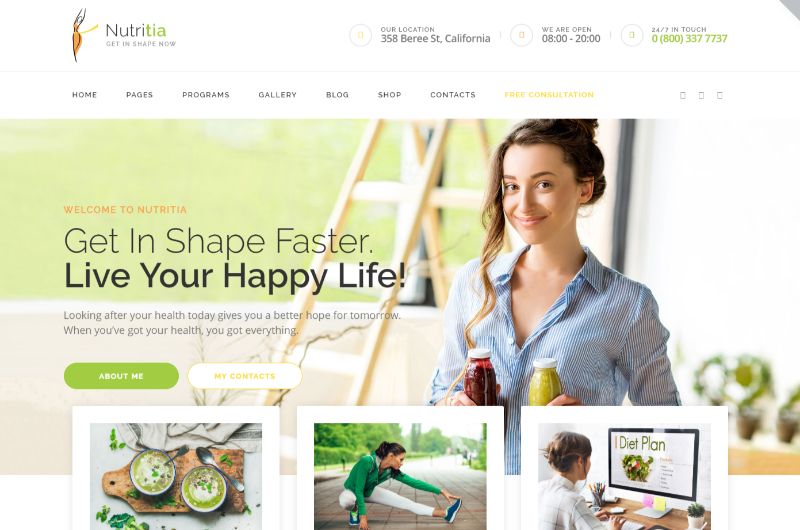 Tema de WordPress de estilo de vida de Nutritia