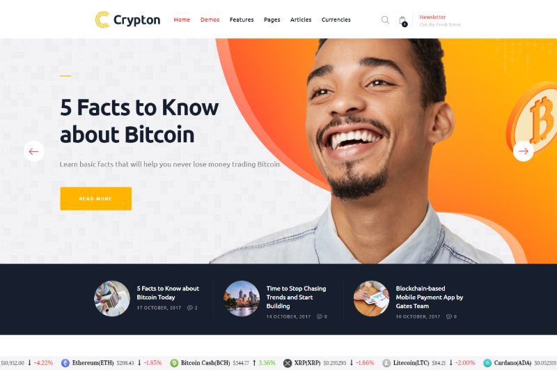 موضوع Crypton Bitcoin Cryptocurrency WordPress