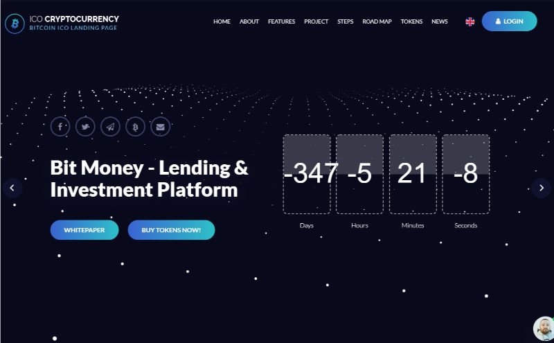 قالب ICO Bitcoin بواسطة TemplateMonster