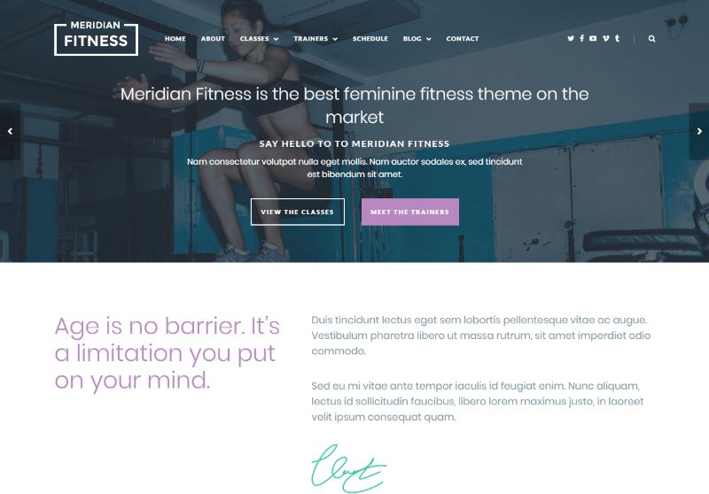 Tema WordPress Meridian Fitness