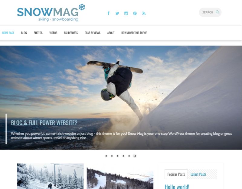 SnowMag 스포츠 WordPress 테마