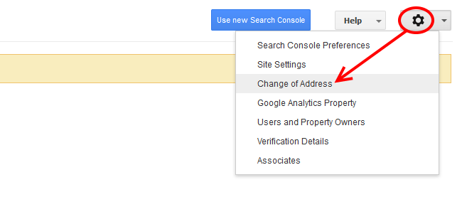 Alteração de endereço no Google Search Console