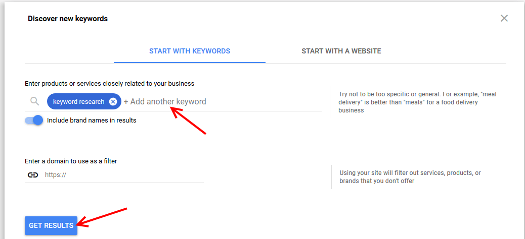 Perencana kata kunci Google temukan