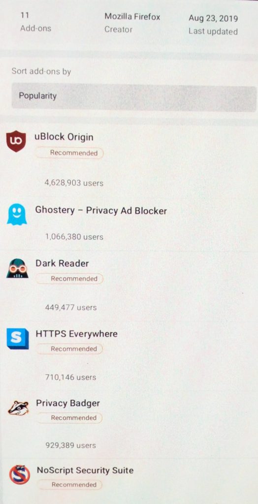 pour les extensions de navigateur
