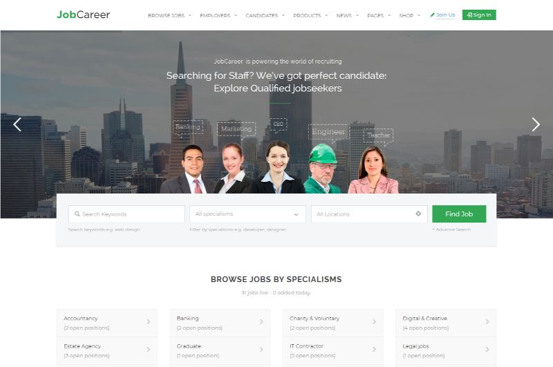 JobCareer WordPress iş teması
