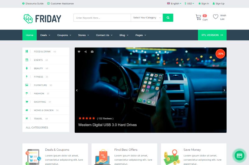 金曜日のクーポン WordPress テーマ