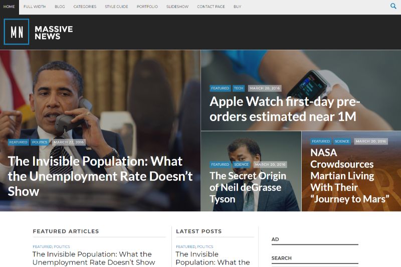 Massive News WordPress テーマ