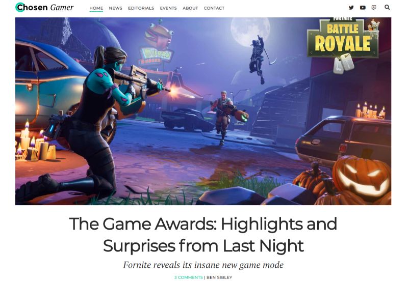 Выбранная игровая тема WordPress для геймеров