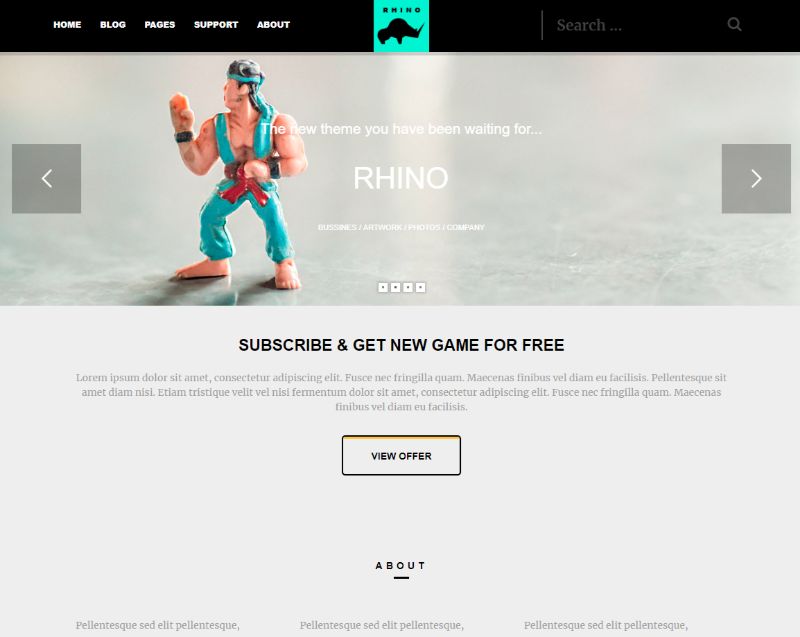 WordPress тема Rhino Gaming