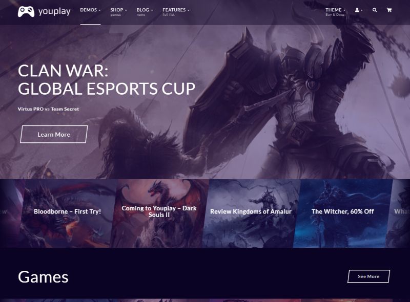 Тема WordPress для игр YouPlay