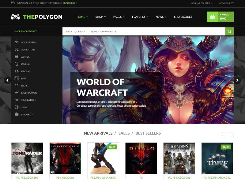 Игровая WordPress тема ThePolyGon
