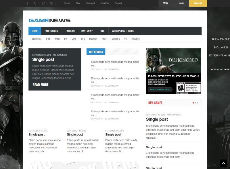 Новости игр Игровая тема WordPress