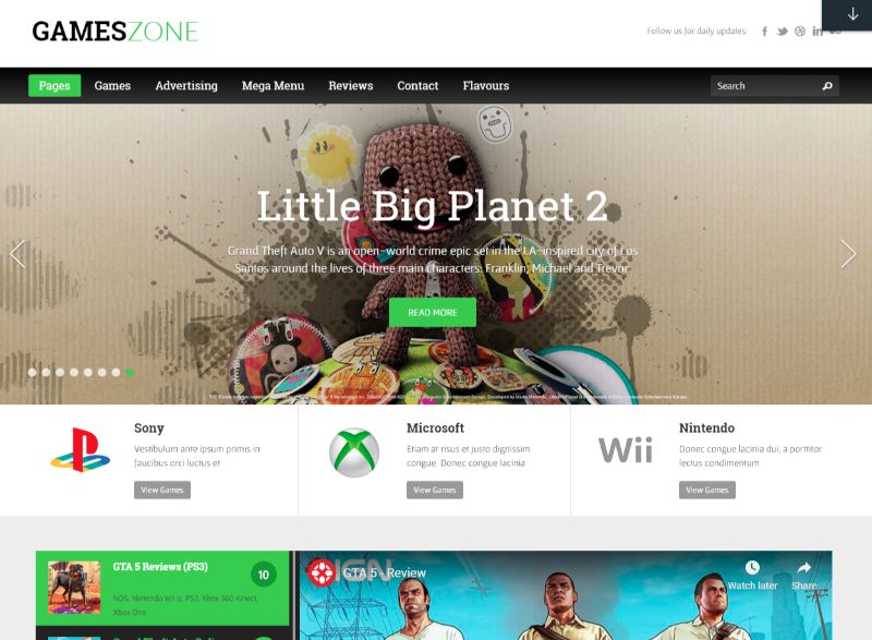 Тема WordPress для игр GamesZone