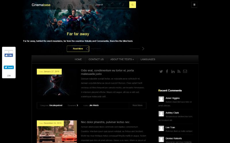 Tema de filme de filme para WordPress CinemaBase