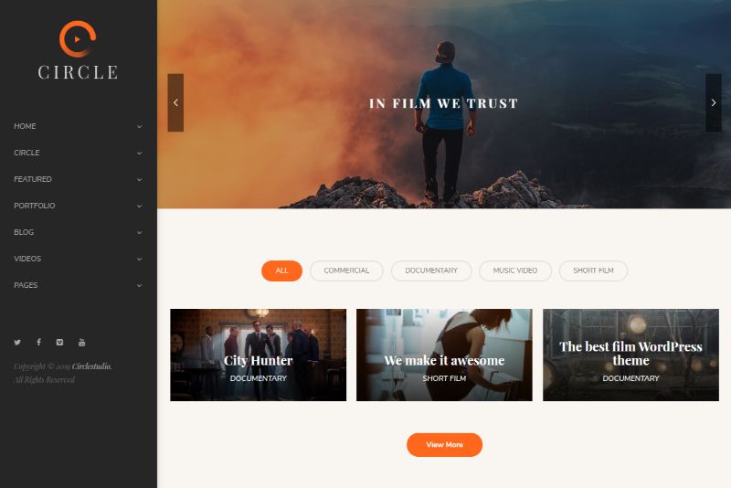 Tema de filme de filme WordPress Cirlce