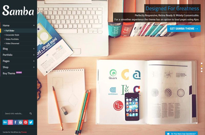 삼바 왼쪽 사이드바 WordPress 테마