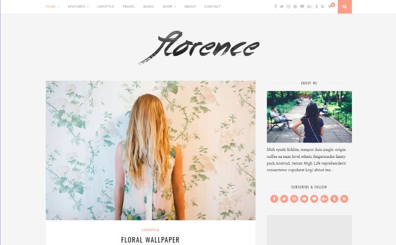 피렌체 오른쪽 사이드바 WordPress 테마