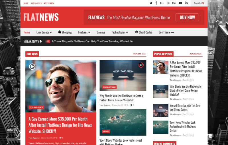FlatNews 오른쪽 사이드바 WordPress 테마