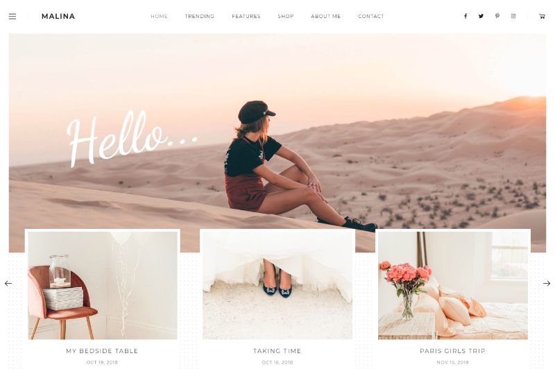 Malina 오른쪽 사이드바 WordPress 테마