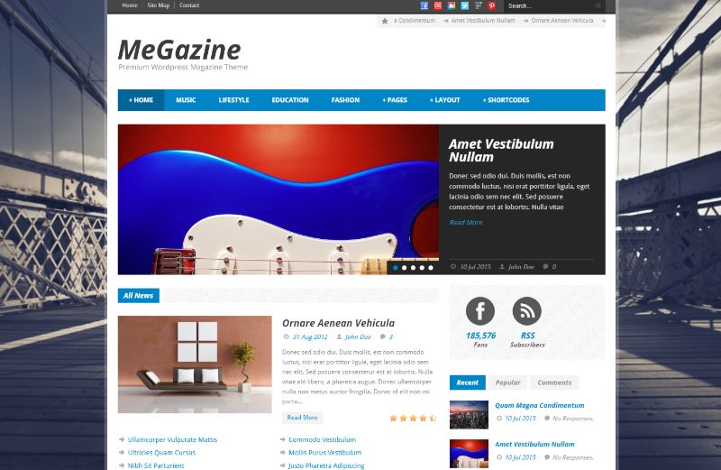 Megazine 오른쪽 사이드바 WordPress 테마