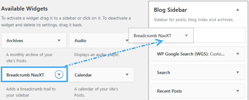 ブレッドクラム NavXT ウィジェットを表示する