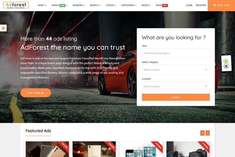 Adforest 一栏 WordPress 主题