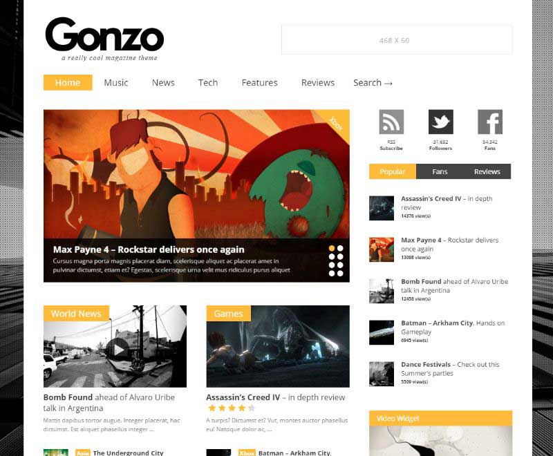 Tema WordPress Gonzo Două Coloane