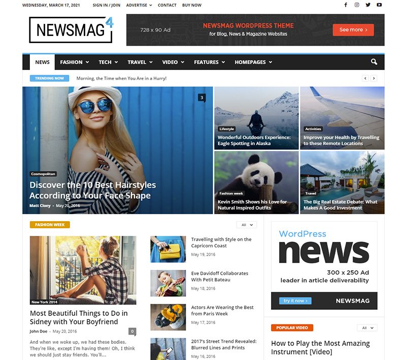 Tema WordPress pe două coloane Newsmag