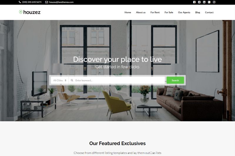 Tema WordPress Houzez Două Coloane