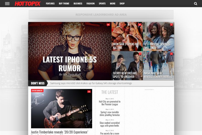 Motyw WordPress Trzy kolumny HotTopix