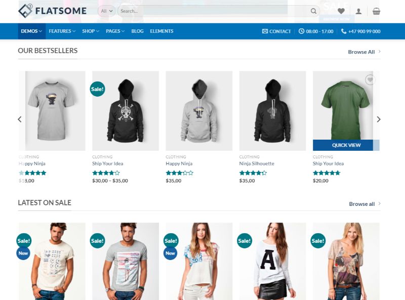 Flatsome Four Columns WordPress Teması