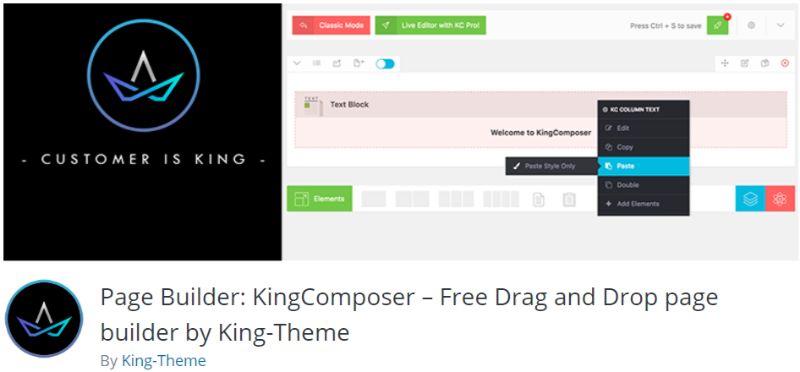 KingComposer WordPress 페이지 빌더