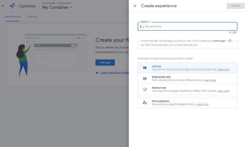 Bezpłatne narzędzie Google Optimize AB Test