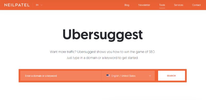 Outil de mots clés gratuit Ubersuggest