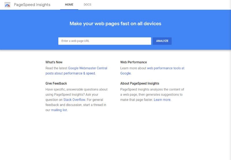 PageSpeedInsights-WordPress-strumento di test di velocità