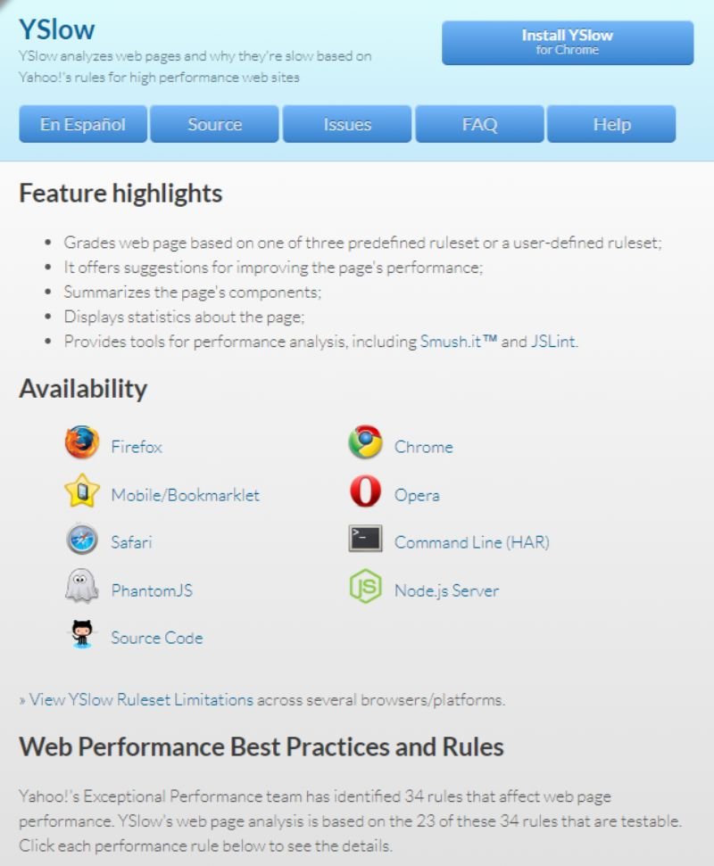 YSlow strumento per il test della velocità di WordPress