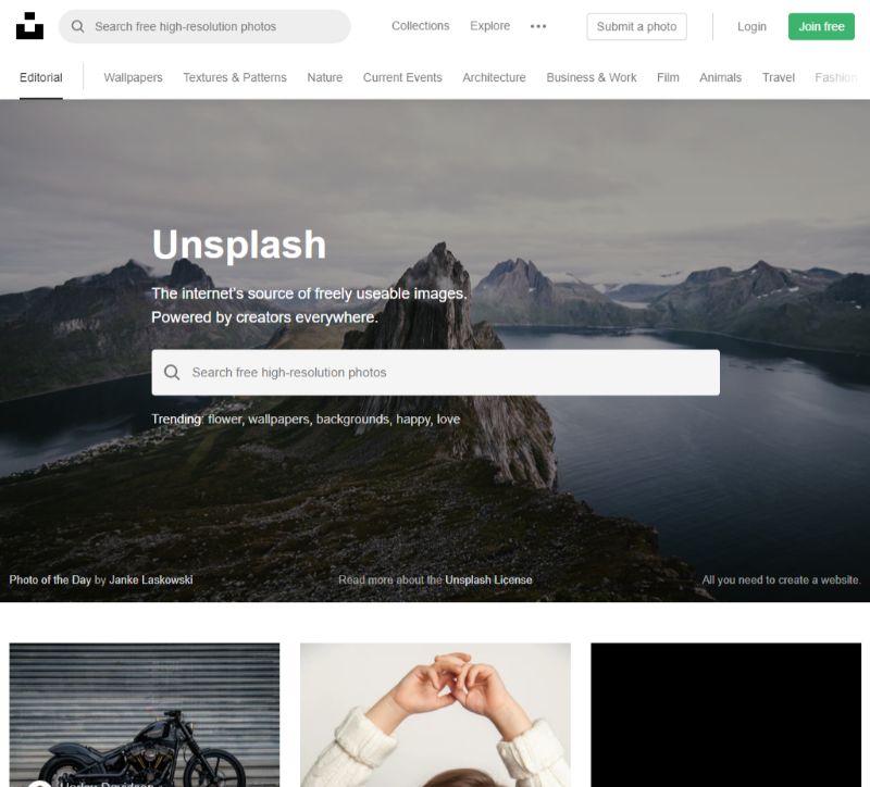 Unsplash darmowe obrazy stockowe