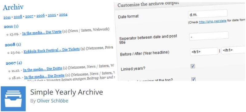 Semplice plugin per l'archivio annuale di WordPress