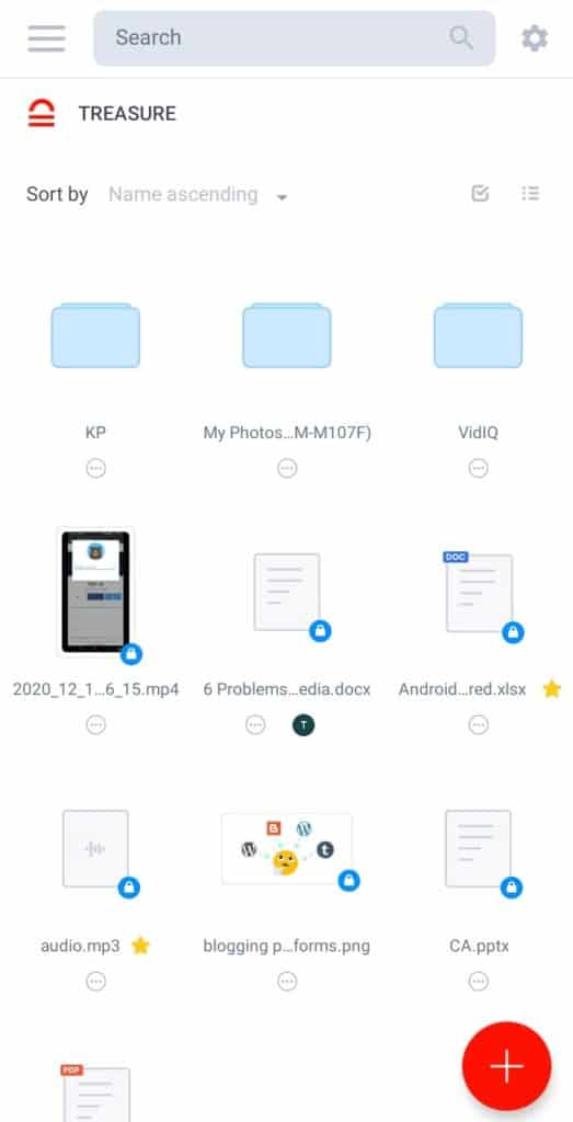 트레저 클라우드 모바일 UI