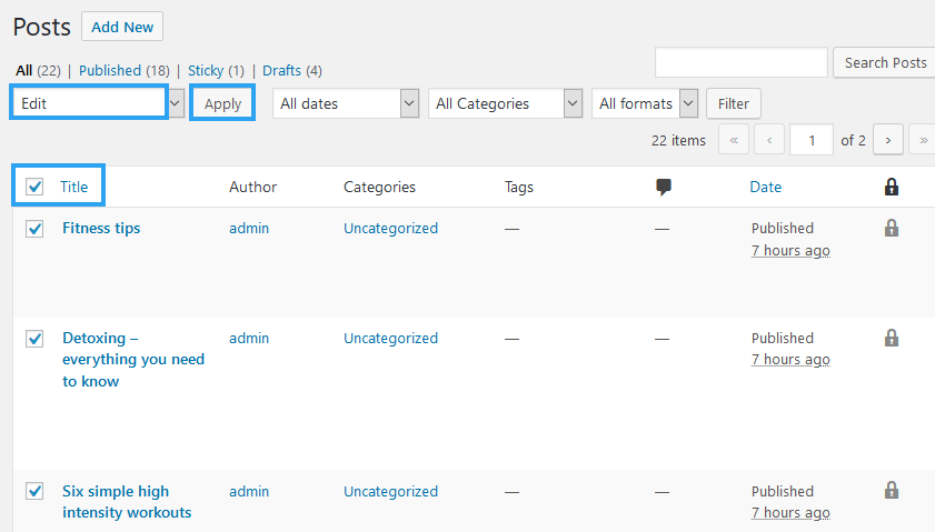 インポートした Wix 投稿を編集する