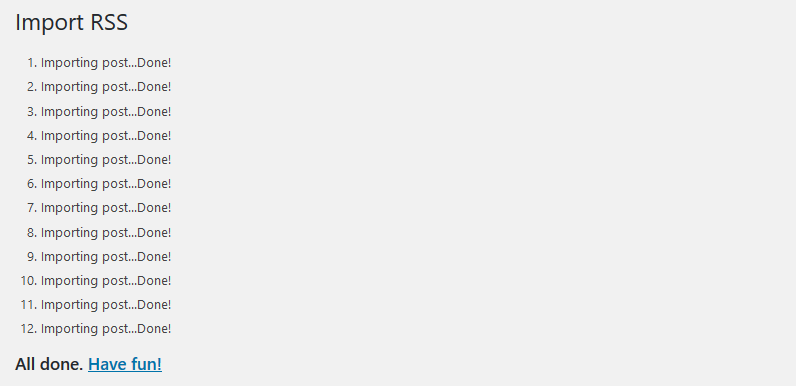 Wix RSS のインポート完了