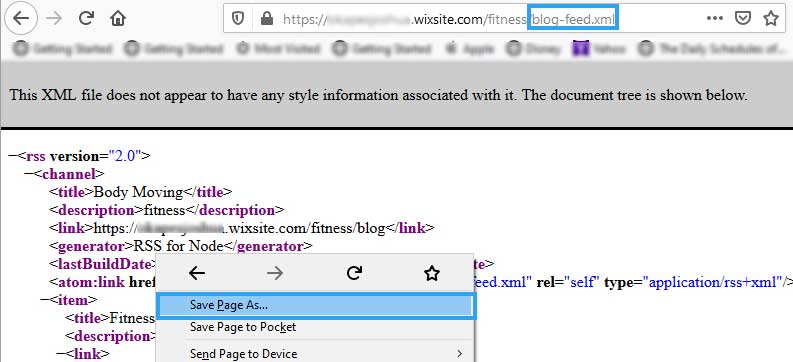 Wix RSS フィードをダウンロード