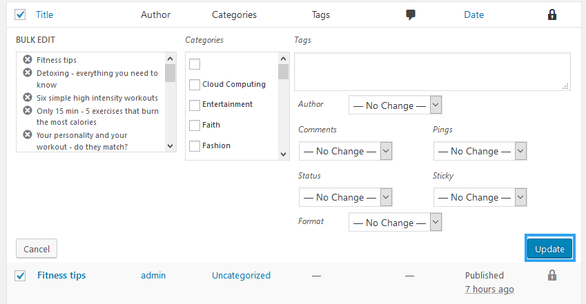 Wix 投稿を更新する