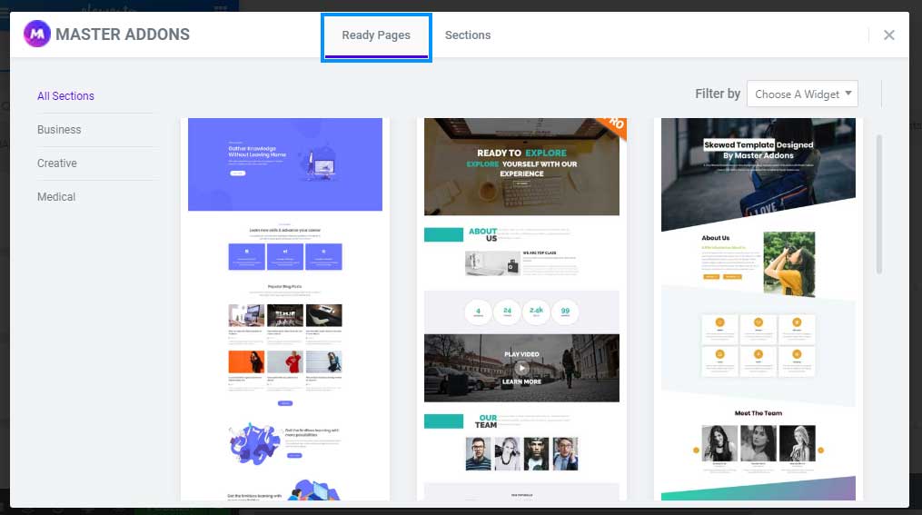 Pagine pronte per i componenti aggiuntivi principali