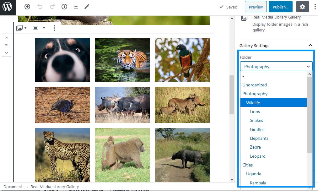 실제 미디어 라이브러리 업로드 갤러리 Rev