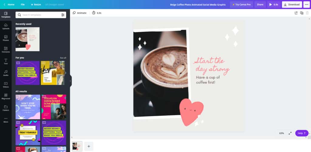 Бесплатные анимированные шаблоны Canva