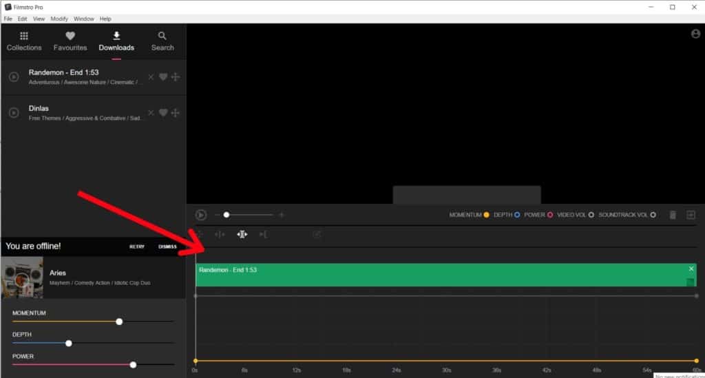 Trageți audio în editor pe Filmstro